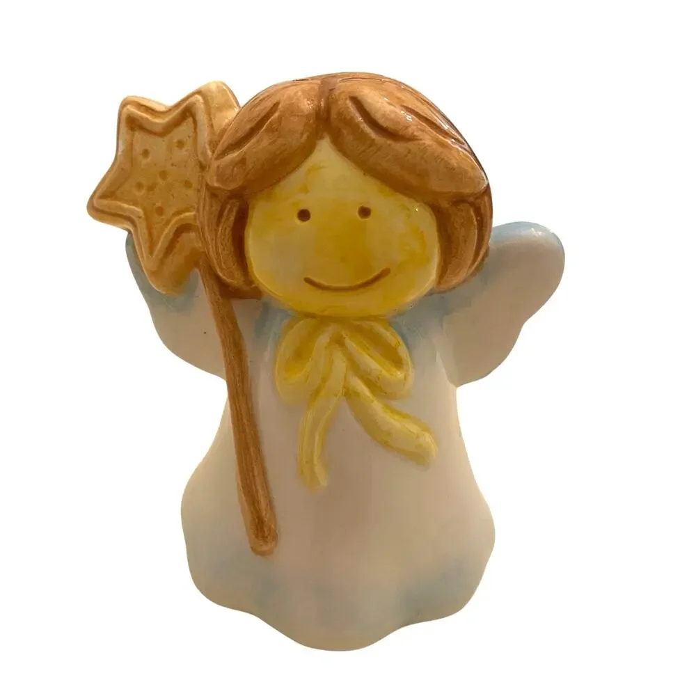 Two Vintage Ceramic Angel Girls Salt and Pepper Shakers - Christmas Table Decor